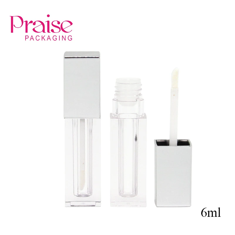 Cosmetic Lip Gloss Container Plastic Packaging 6ml square clear Tube Factory Price