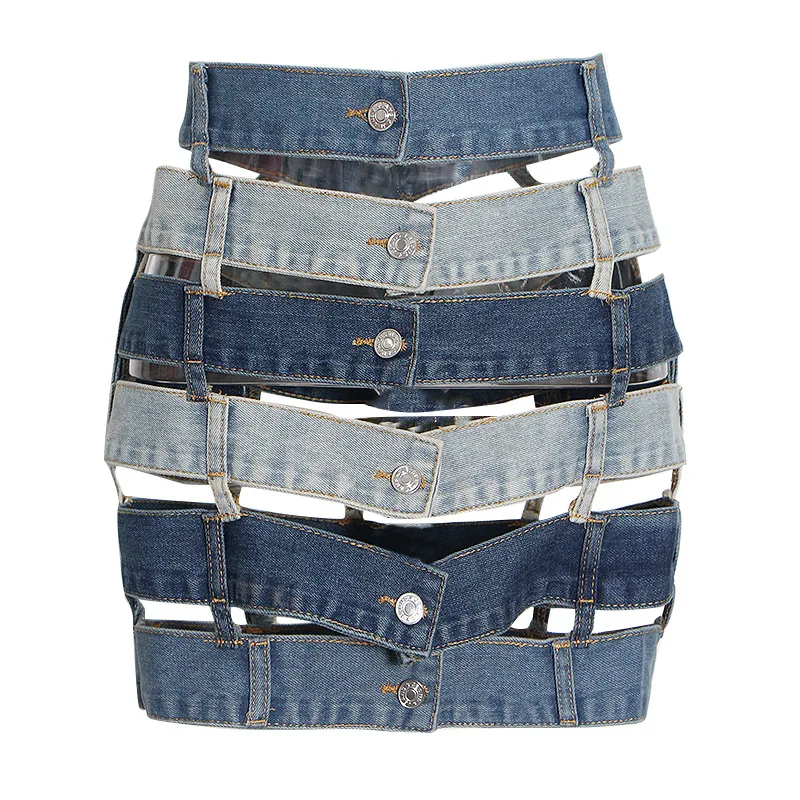 2022 Summer Fashion Jeans Skirt Women Irregular Edges Denim Skirts Female