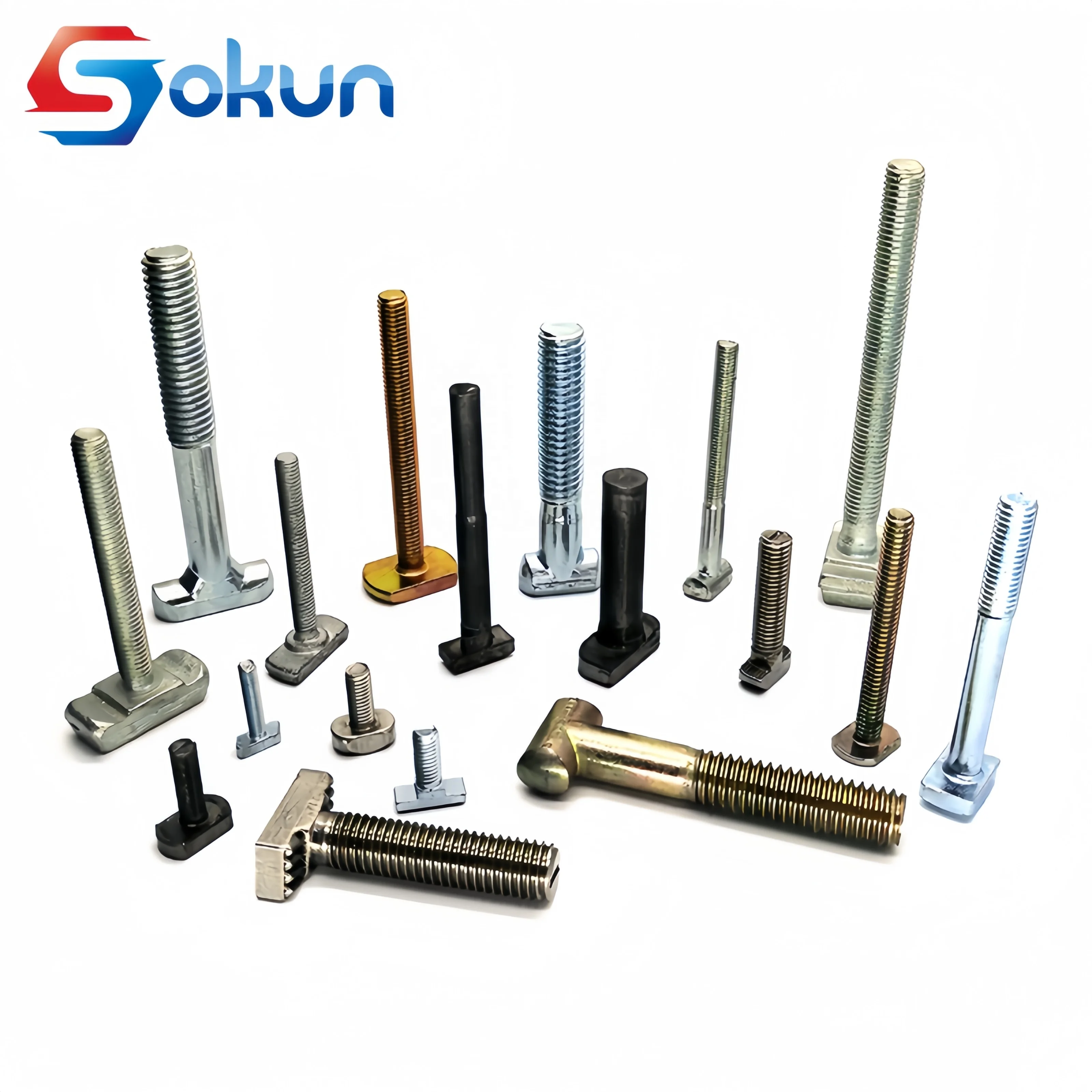 SS T Slot Hammer Head Bolts  Custom Galvanized Zinc T Bolts Screws Flat Square Head t Bolt M6 M8 M10