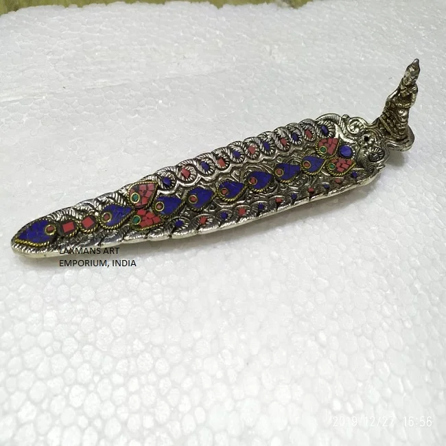 Aluminium Carved Lord Buddha With Coloured Beads Long Incense Sticks burners/Holders Wholesale Supplier From India