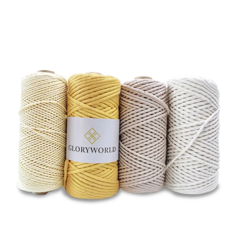 Low MOQ Natural Cotton Yarn Braided Rope 3mm 4mm 5mm 6mm 8mm 100mm Multi-color Makramee Garn