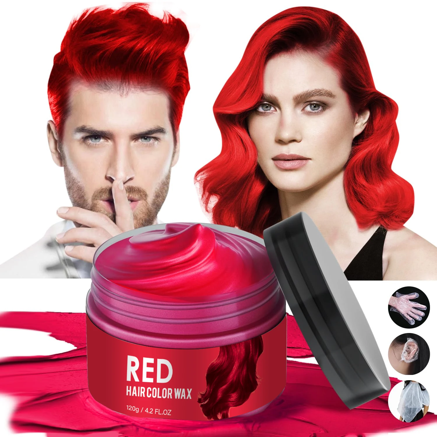 Краска для волос моющаяся натуральный мгновенный цвет крем-Красный воск детей мужчин и женщин вечеринки на Хэллоуин-739269