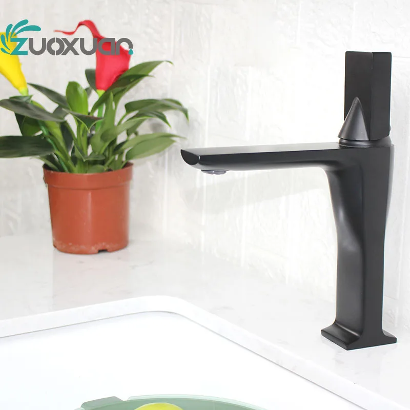 ZuoXuan Morden Design Brass Single Hole Sink Water Taps Hot and Cold Wash Bathroom Mixer Polish Chrome Basin  Faucet