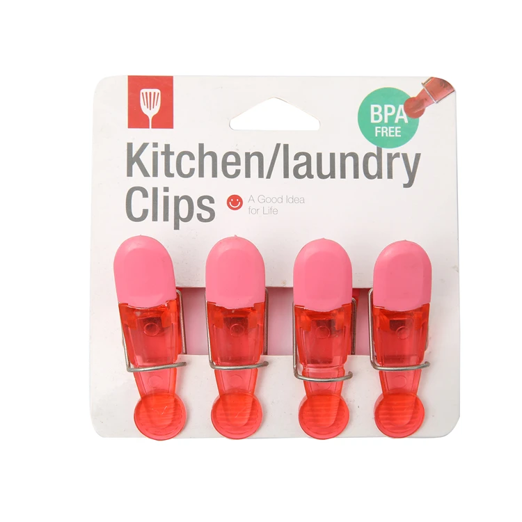 Customised colorful 4 packs household sealing coffee bag clip magnetic plastic food sealing clip bag clips with magnet