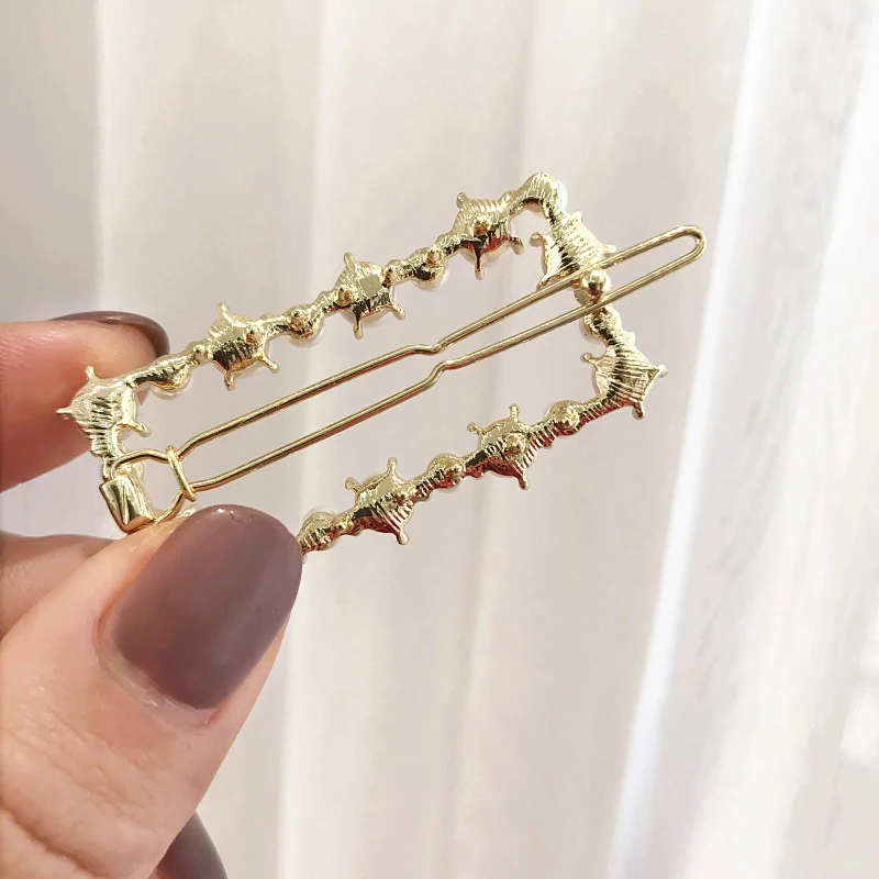 Fashion Hollow Pearl Elegant HAIR CLIPS Hair Accessories Golden Flakes Acetate Hair Clip FOR Girl