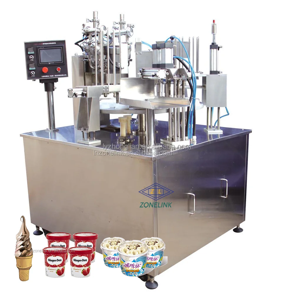 ZONELINK Best Price Rotary Gelato Ice Cream cup filling sealing machine ice cream machine