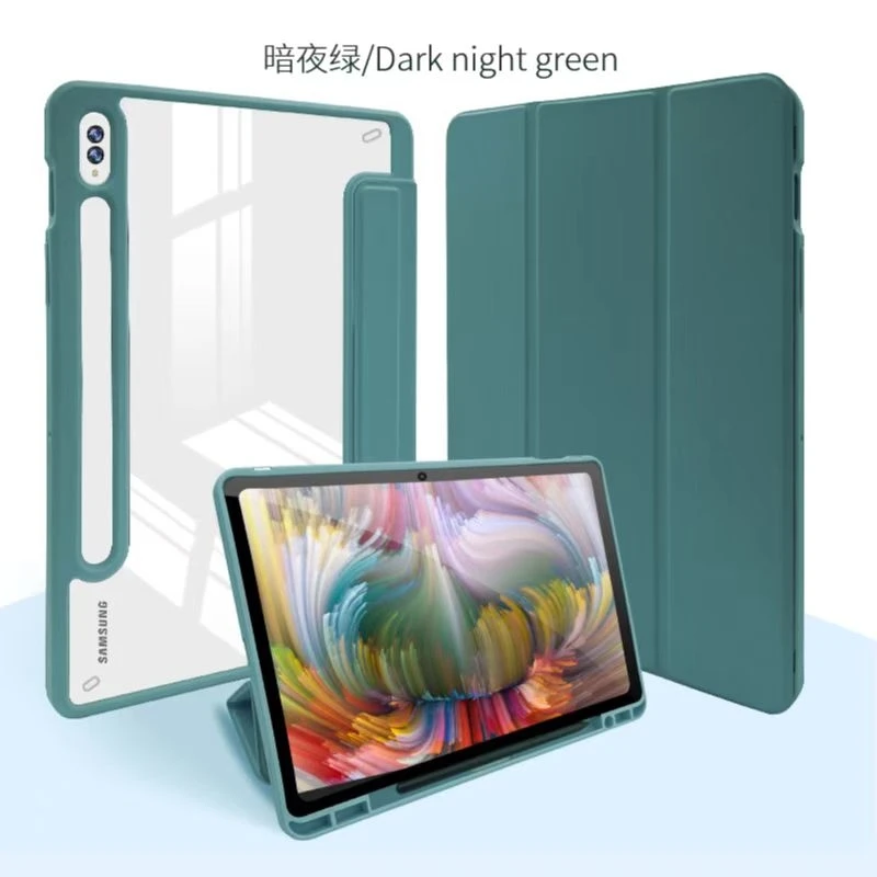 Smart Acrylic Magnetic Separation Case For Samsung A7 T500 T505 S6Lite P613 P619 A8 X200 Flip 3 Fold PU Leather Protective Cover