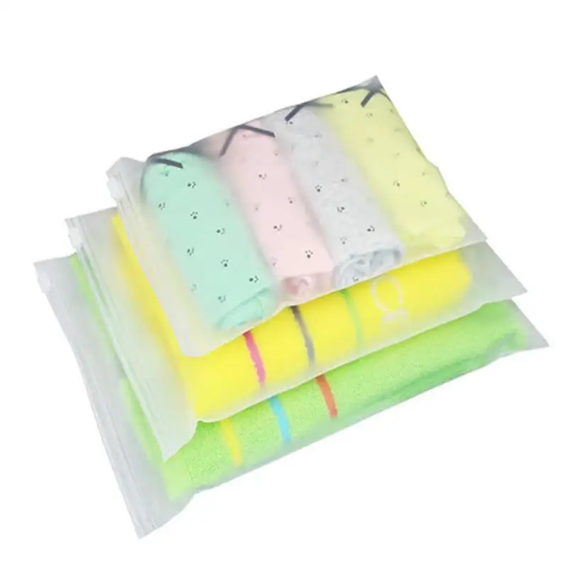 Custom logo pvc recyclable zippered plastic bag clothes packing lock matte frosted zipper bags for clothing packaging