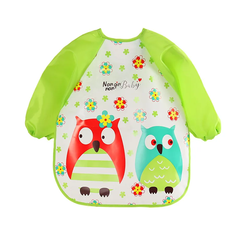 new arrival golden supplier baby apron sleeved bib waterproof feeding long sleeves apron wipeable PEVA baby bib wholesale