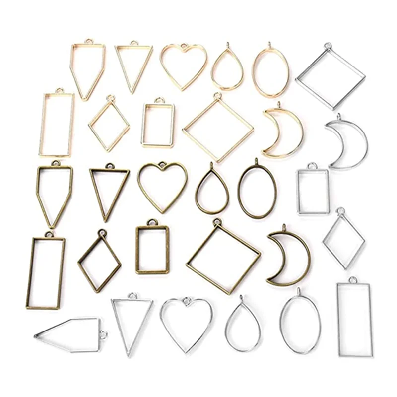 10pcs Open Bezels for Resin,Hollow Frame Pendants Resin Craft Bezels Jewelry Molds for Resin Casting, Necklaces Earrings Making