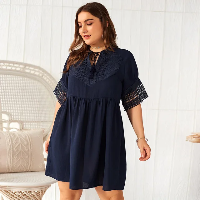 High Quality Customization tassel lace sun dresses 2022 oversize fat women plus size crochet summer dress women