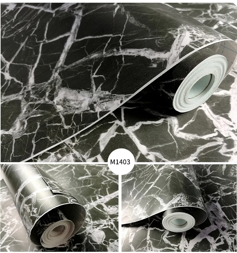 Luxury peel and stick solid removable adhesive marble kitchen water proof wall paper
