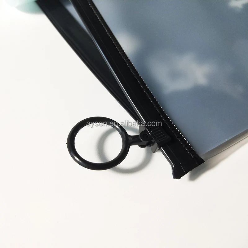 colored black frosted matte zip lock bags clear vinyl pvc zipper packaging bags cute clear pvc packing bag with round puller