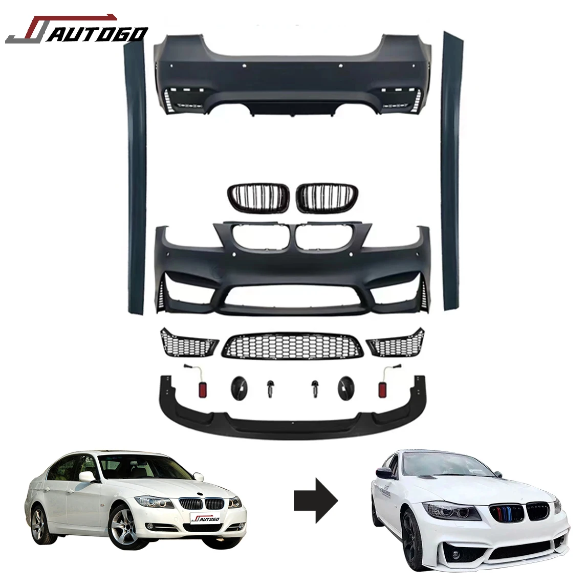 Latest New Design Body Kit For BMW 3 Series E90 05-12 Update to M3 M4 Style PP+ABS Material Front+Rear Bumper assembly
