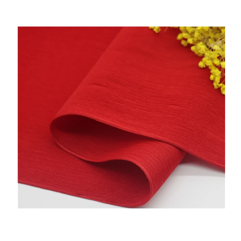 
Crinkle Fabric Red Mesh Fabric Custom Color for Women Coat Skirt and Garment Clothes Lining fabric 