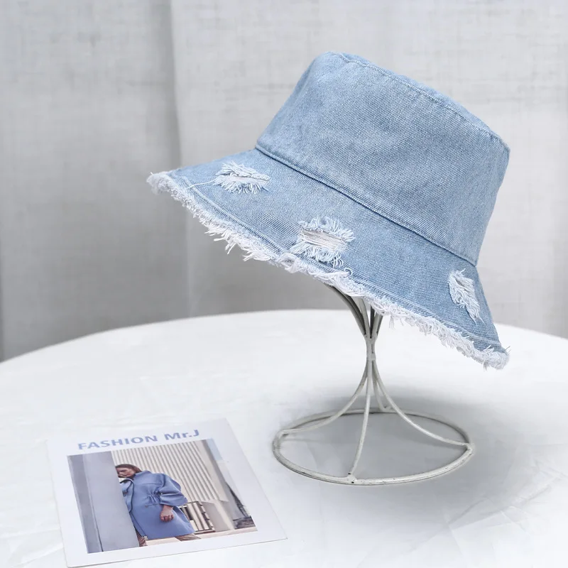 Denim Bucket Hats for Women Men Casual Jean Fisherman Cap Packable Outdoor Sun Hats