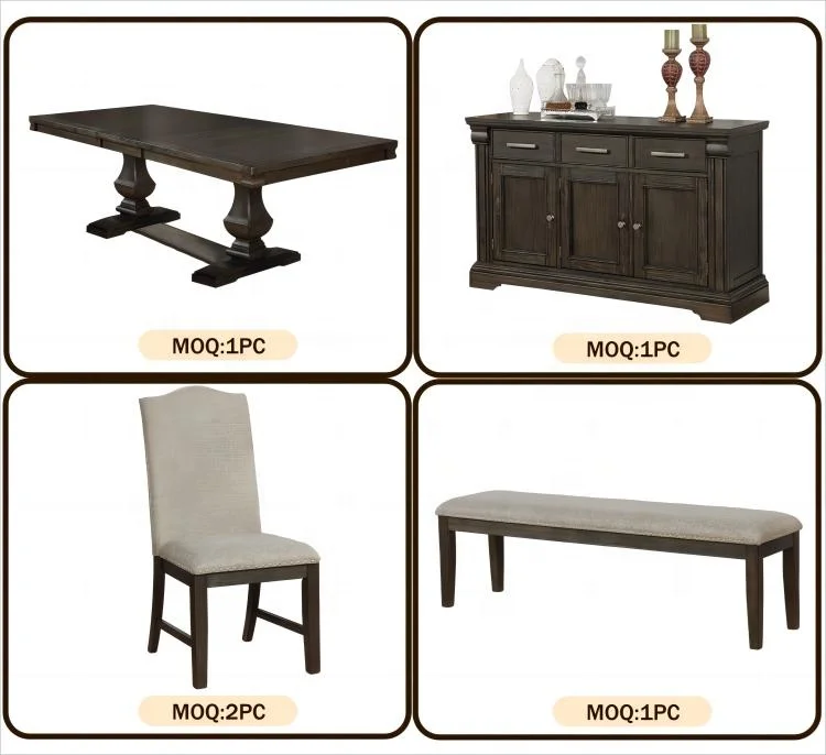 US warehouse in stock Transitional Solid Wood dining bench seat with Padded Seat and Nailhead Trim for home family use