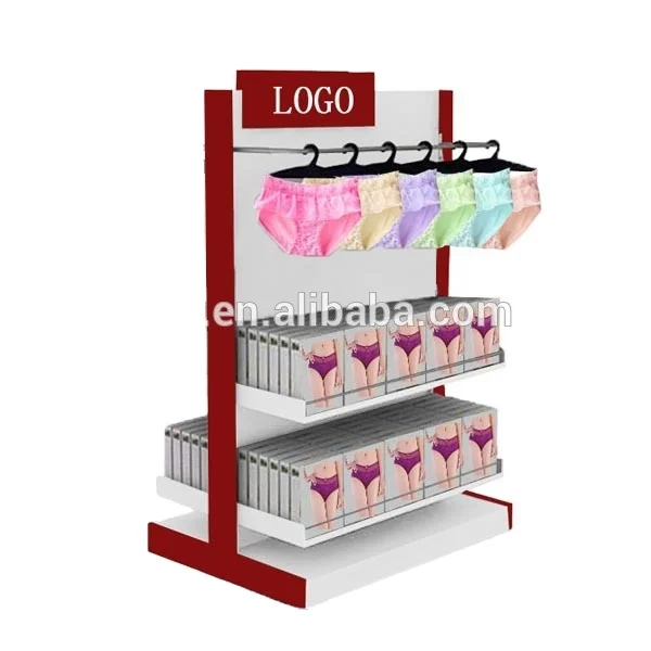 POS Wooden Clothes Lingerie Store Display Rack Furniture Underwear Display Stand