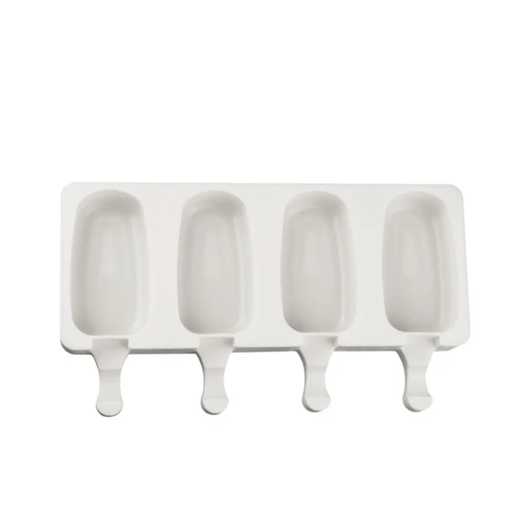 Custom 4 Cavities BPA Free Food Grade colorful Silicone Ice Cream Homemade Popsicle Mold