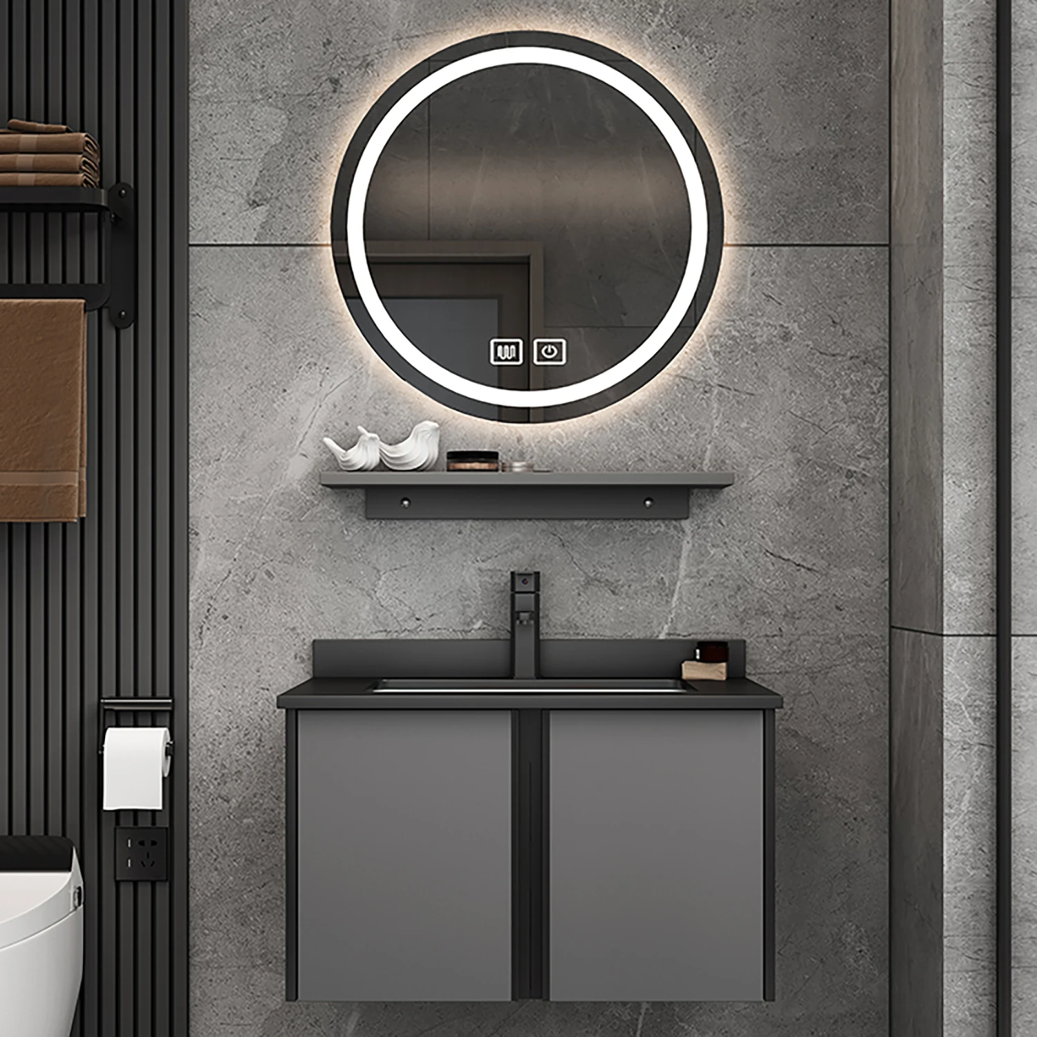 Light mirror bathroom vanity set furniture luxury wall cabinet bathroom sink cabinet