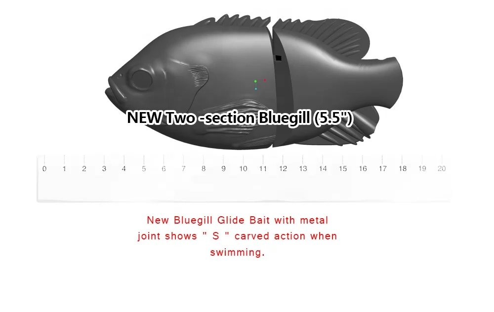 2 Section Bluegill Brush Tail Glide Swimming Bait sinking or floating lure for bass fishing