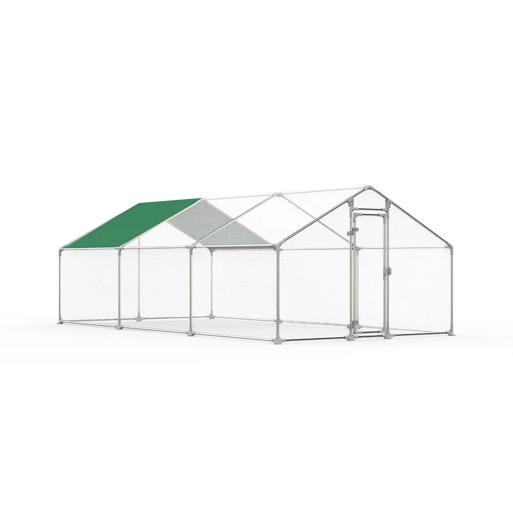 Chicken Run Coop , Chicken Coop Spire Shaped , Outdoor Walk-in Hen Poultry Cage with Waterproof Cover for Backyard