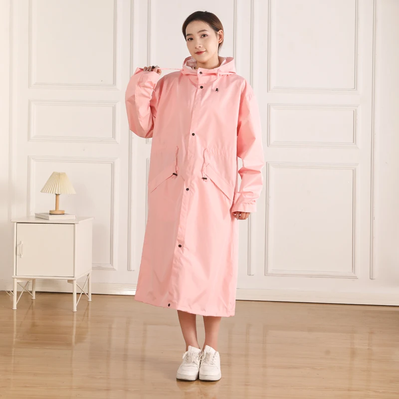 Wholesale Casual and Fashionable Foldable Travel Womens Classic Long Raincoat Rain Coat with Hood