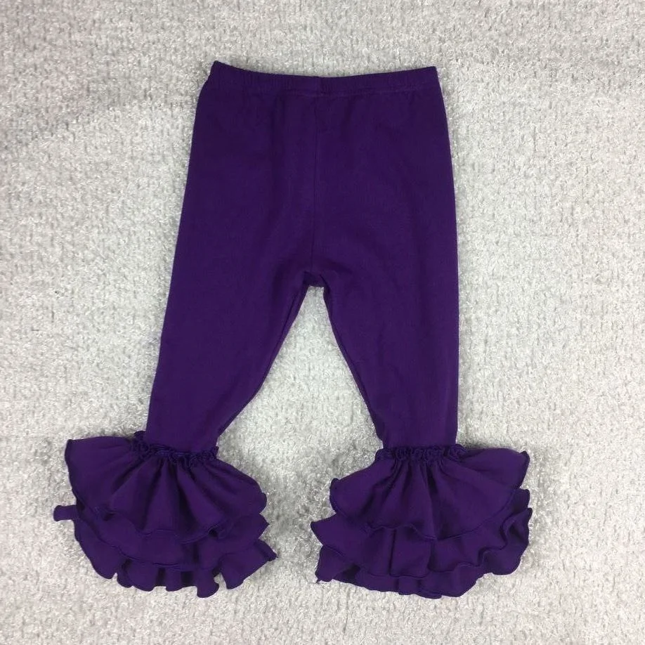 High Quality Baby Cotton Leggings Fall Winter Toddler Girls Solid Icing Ruffle Pants For Kids