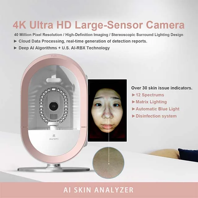 New 3D AI Skin Analyzer Diagnostic Machine Android Operating System Facial Scanner Moisturizer JP/US CE Skin Test Face Analysis