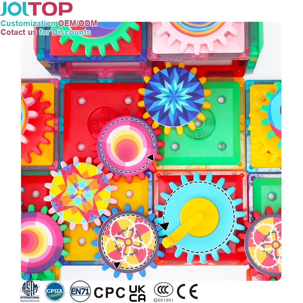 Hot Sales Factory Wholesale OEM ODM Custom Colors CPC ABS Plastic Children Educational Gear Magnetic Tiles Toys for Youngster