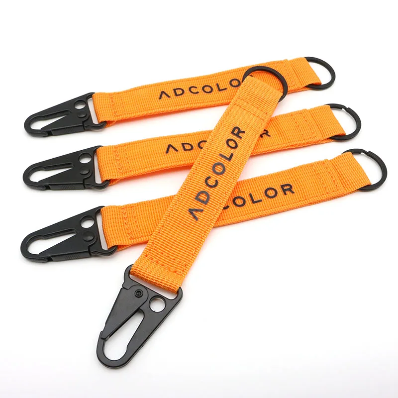Custom Silk Printing Logo Souvenir Racing Car Moto Accessory Orange Wristlet Short Lanyard with Eagle Beak Buckle