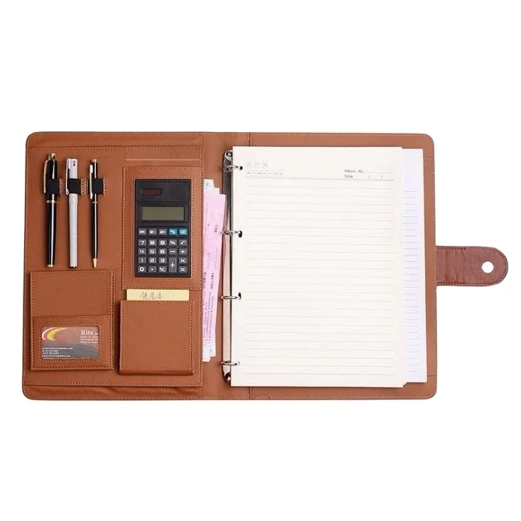 
High quality A4 PU leather file folder with calculator office 