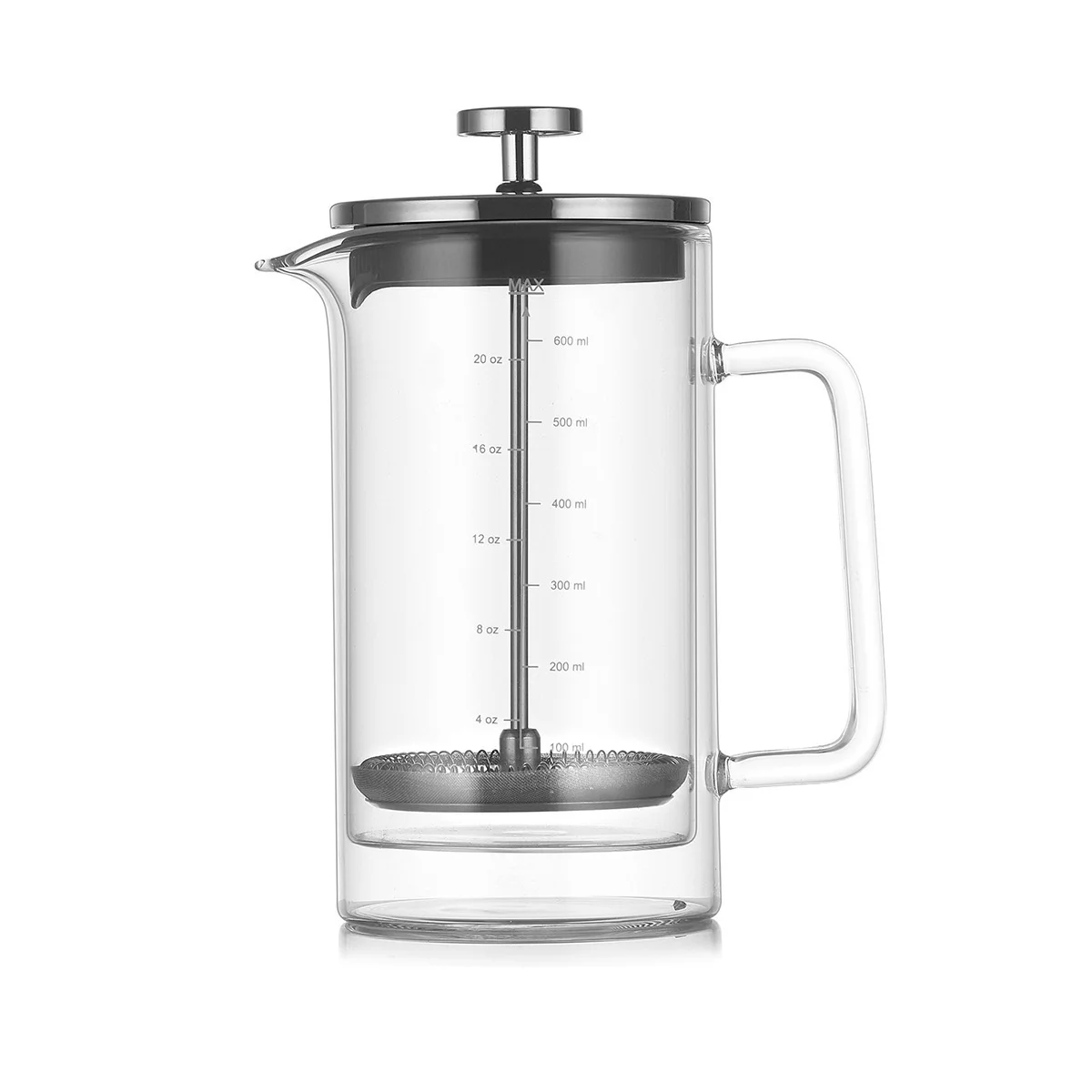 Factory Direct Selling French Press Coffee & Tea Maker Heat Resistant Borosilicate Glass Coffee Press with filter screens