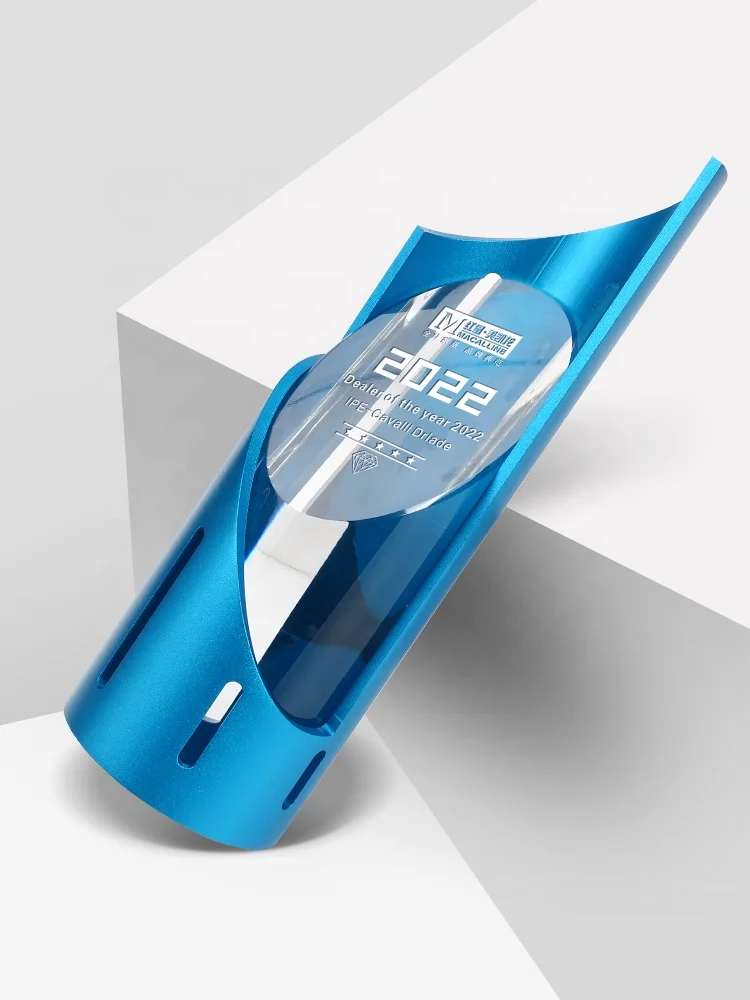 Jadevertu 2024 K9 crystal  metal trophy award trofeos custom award nonstop cylinder trophy with bevel