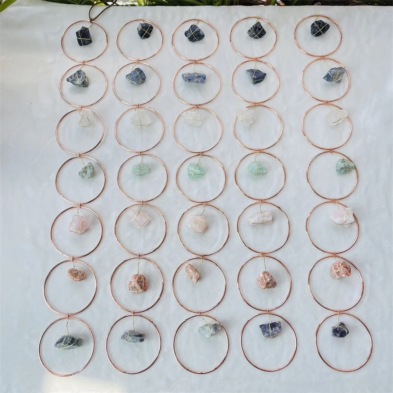 Natural Crystal Raw Stone Chakra Wall Hanging Ornament Healing Stone Crystal Wind Chime Crafts