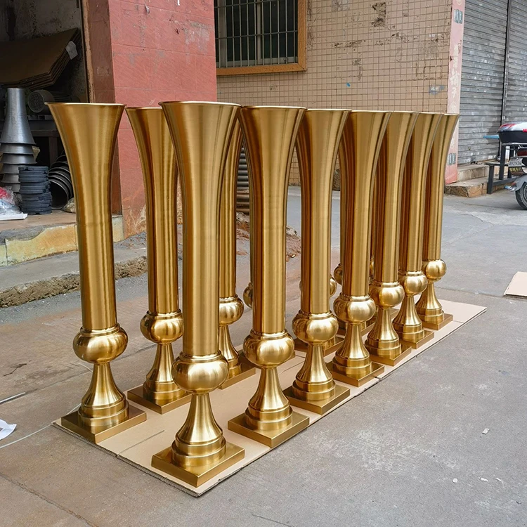 Hot Sale Large Wedding Metal Flower Vase Centerpieces Table Decorations Tall Gold Metal Vase