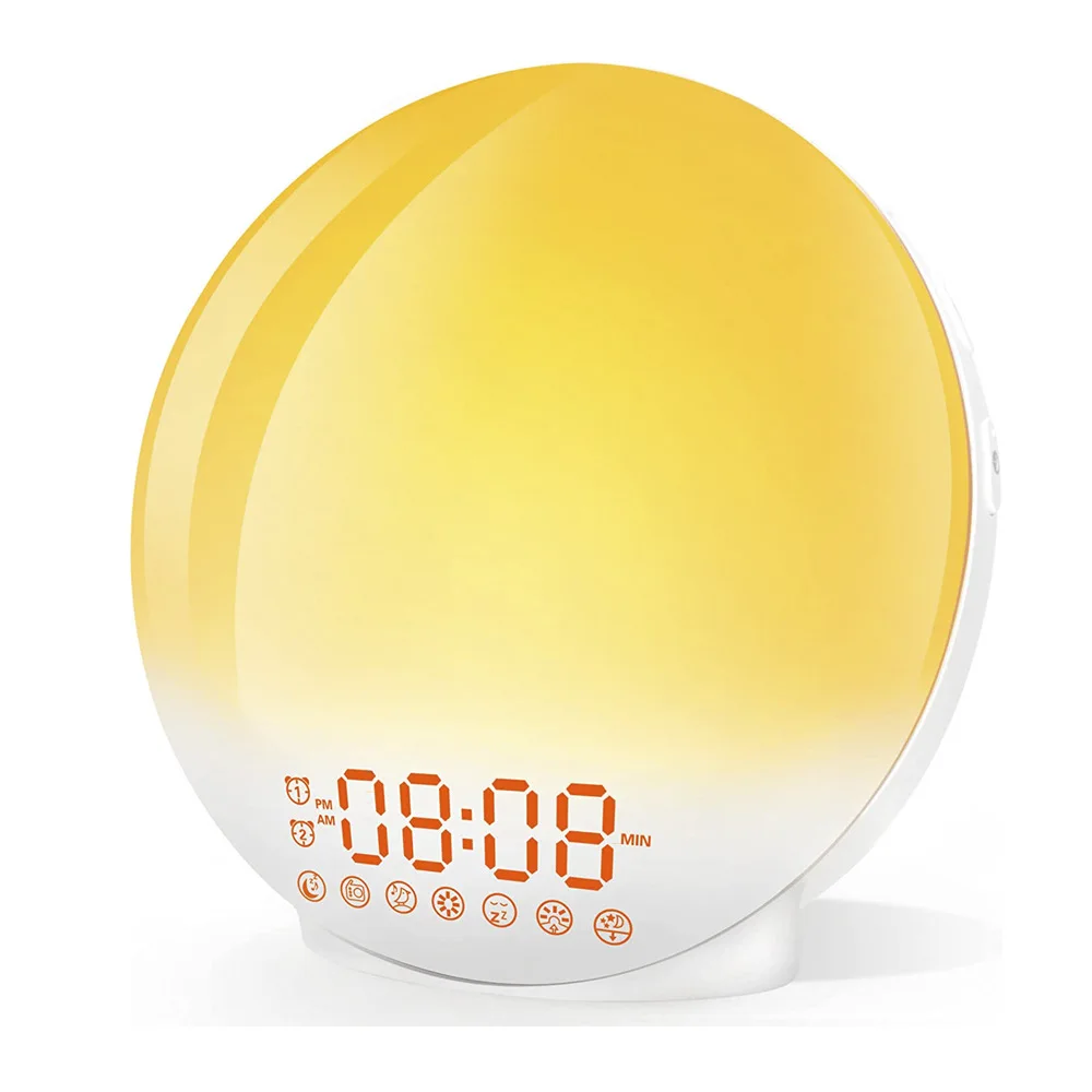 Hotsale Sunrise Alarm Clock for Heavy Sleepers Wake Up LED Light with Snooze & Sleep Aid FM Radio bedroom set