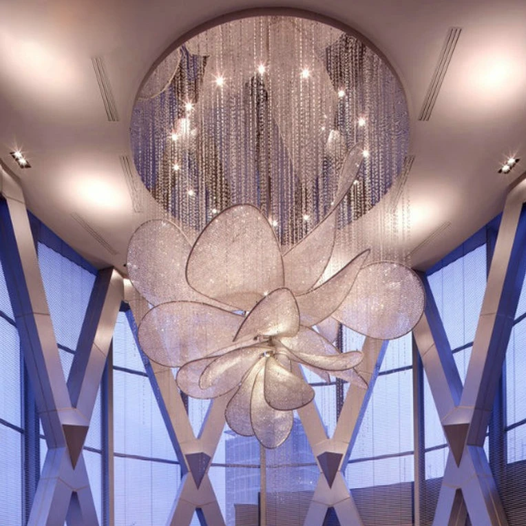Nordic fancy creative design hotel lights modern luxury restaurant living room petal crystal chandelier