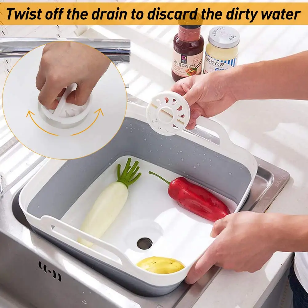 Collapsible Dish Basin Foldable Food Strainers Over The Sink Kitchen Colander Vegetable Fruits Drainer Storage Basket