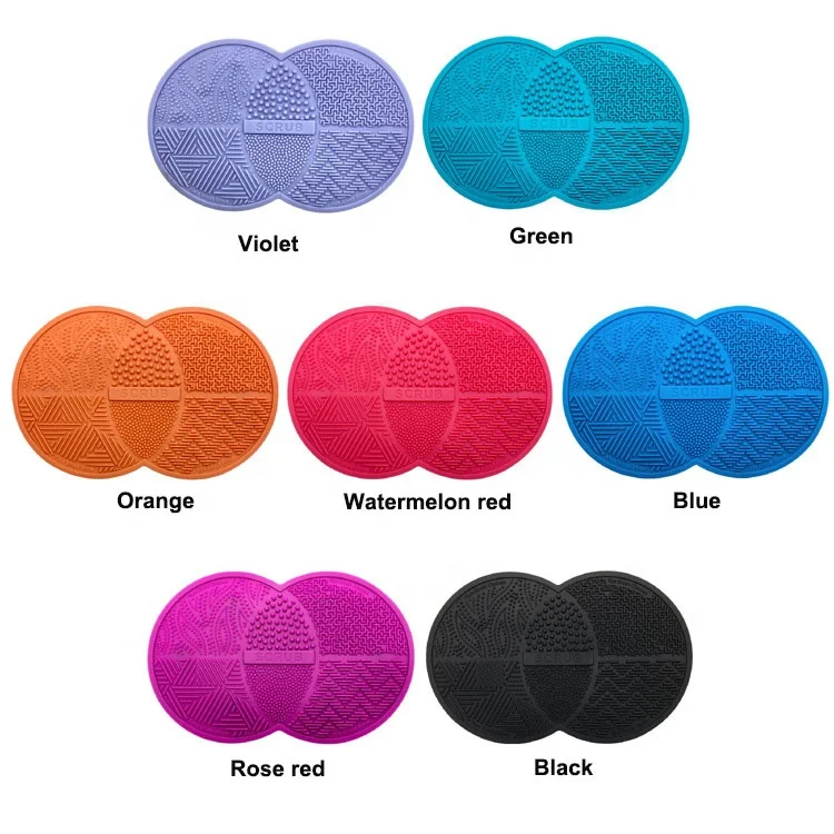 
Double circles silicone multi makeup brush cleaner mat cosmetic makeup brush washer with sucking disc 