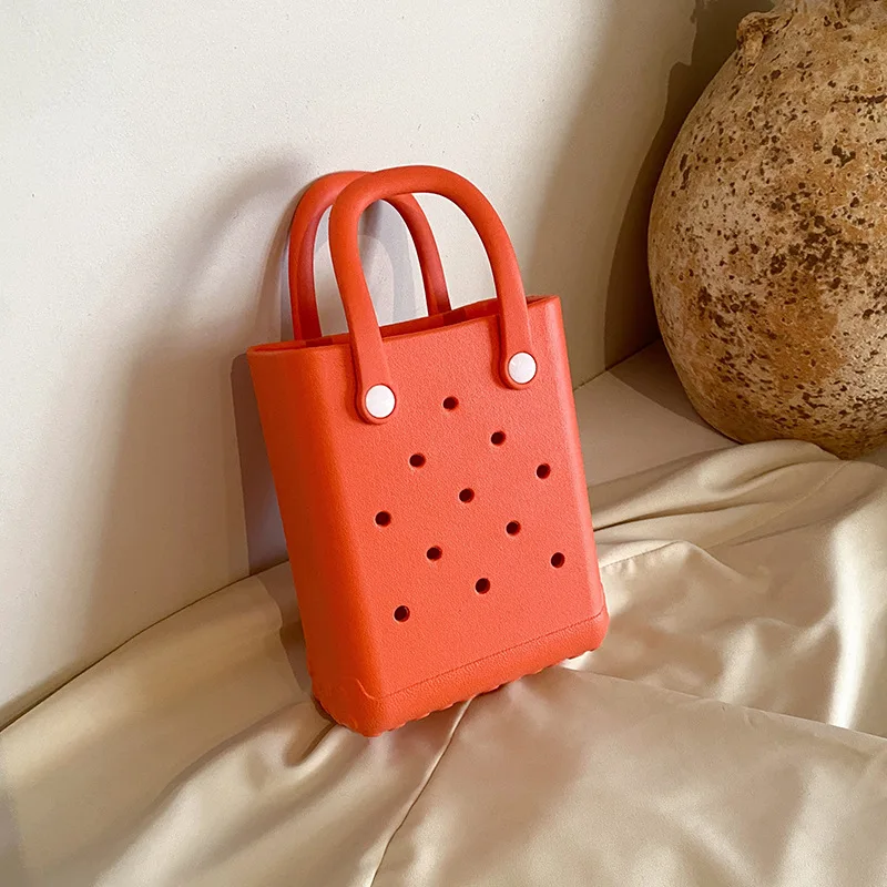 2024 New Arrival Summer Beach Waterproof Diy Charms Hot Pink Colorful High Quality Shopping Tote EVA Bags For Women