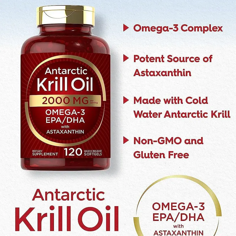 Krill Oil Supplements Hyaluronic Acid Fish Oil Omega 3 EPA DHA Krill Oil Softgel Capsules Dietary Soft gels Astaxanthin Capsules