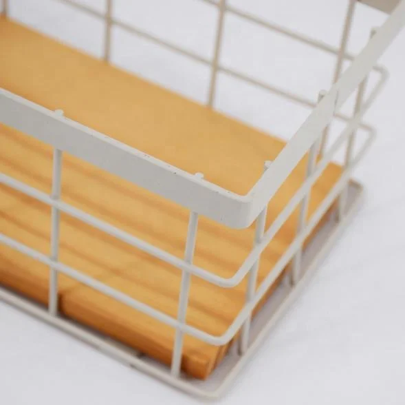 
Small Wire Basket With Wooden Base 