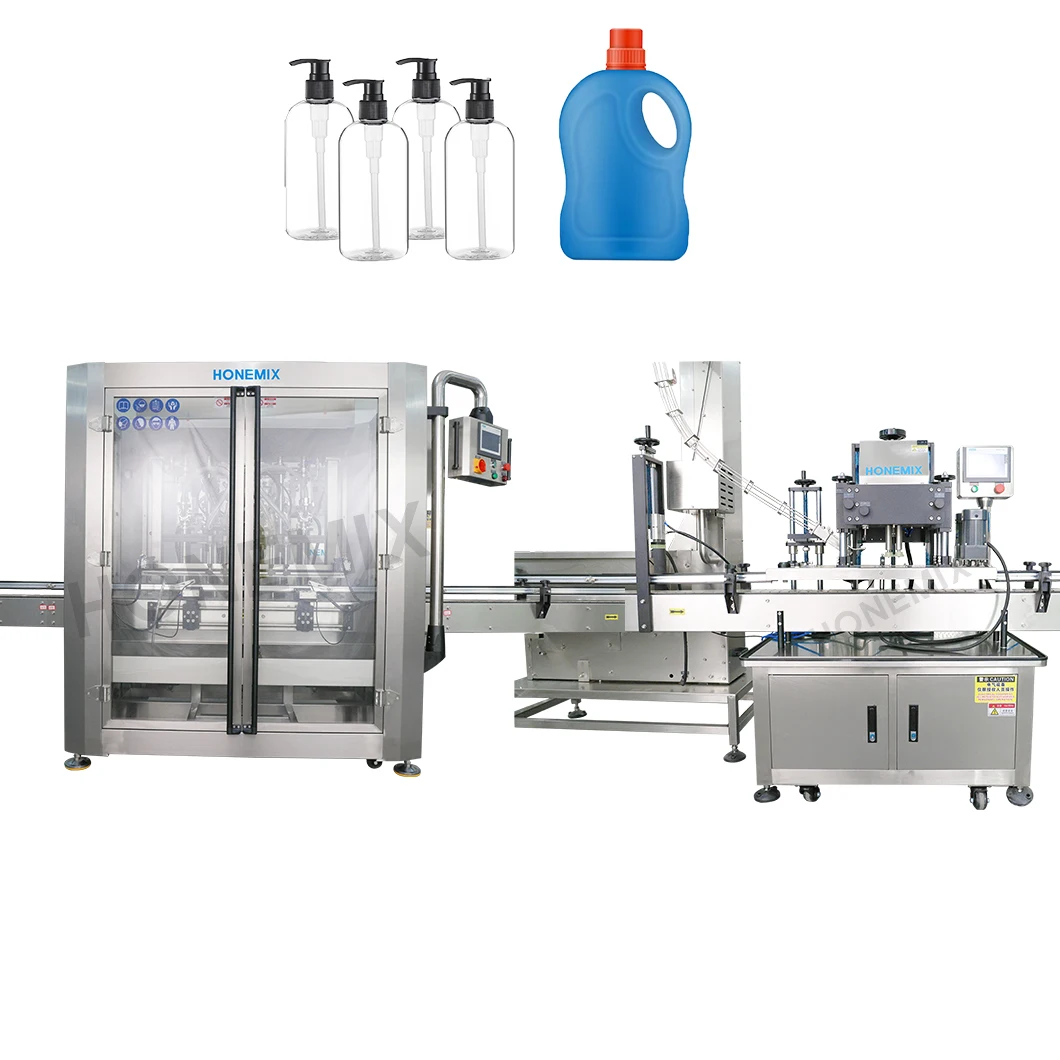 2000BPH automatic dispenser pump pet spray bottle liquid filling capping line detergent automatic servo piston filling machine