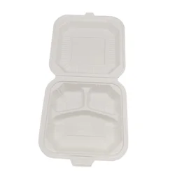 Wholesale 8 Inch Eco Friendly Biobased  Restaurant To Go Bio-Based Clamshell Packaging  Box Biodegradable Clamshell Lunch Box