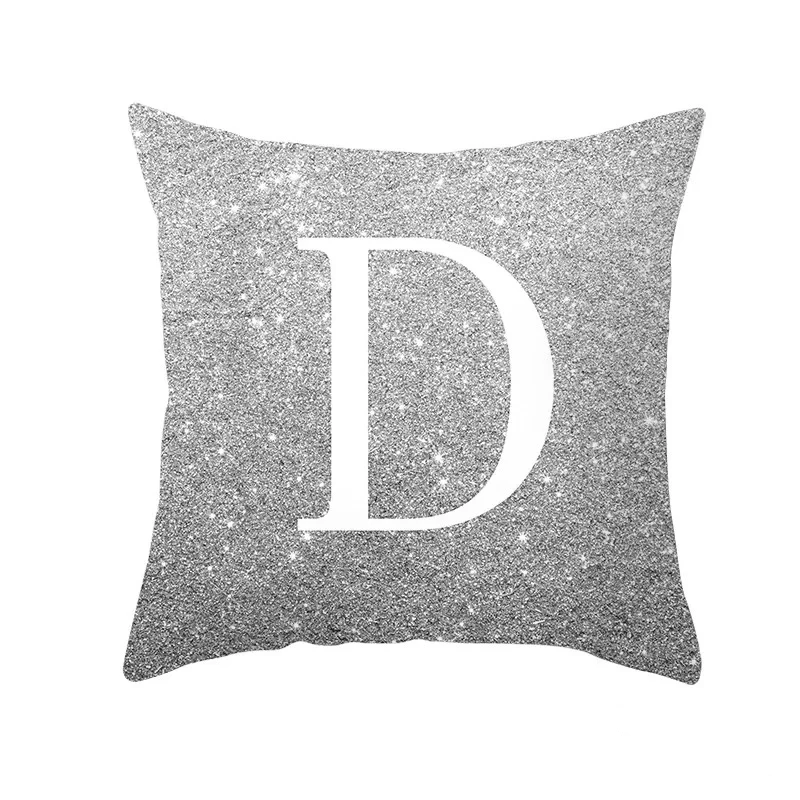 22020 Silver Letter Pillowcase Car Sofa Pillow Case Explosive Household Items Pick Leather Velvet Waist Pillow
