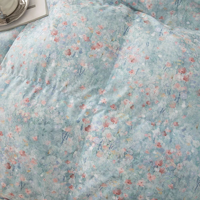 Luxurious Fluffy White Goose Down Comforter Feathers Down Quilts Ultra Soft All Seasons Printing Flower Home Duvet