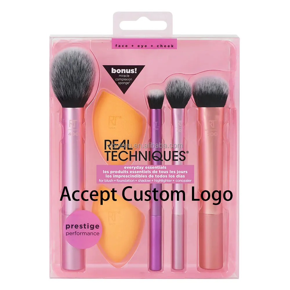 RT Custom Bulk Powder Angle Flat Womens Manufacturers China Natural Hair 4 in 1 Multisize Docolor Storage Wholesale Makeup Brush