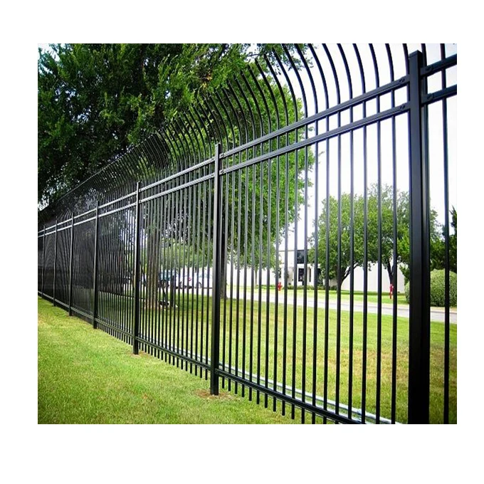 decorative iron fence bricks and iron fence design bow top tubular picket steel fence
