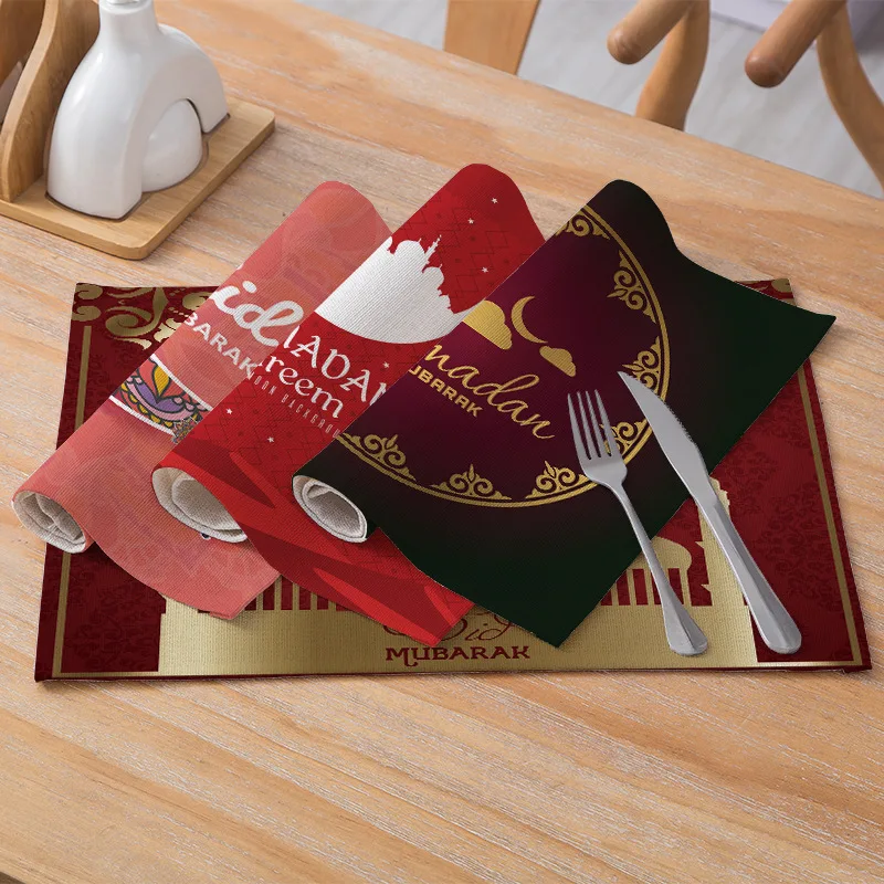
EID Festival Decoration Cotton Linen Placemats For Home Table Decoration 